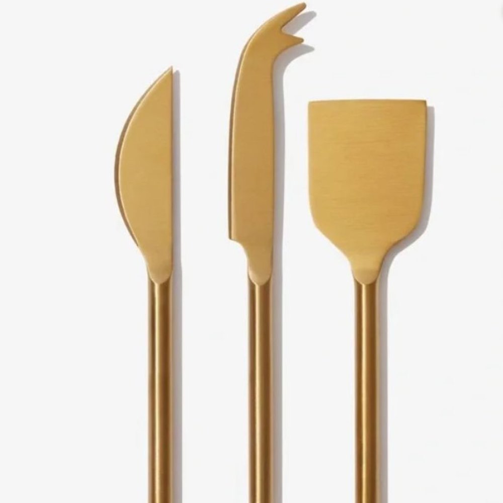 Macy Blackwell x Short Stories Gold Stainless Steel Cheese Knives Set - NWT